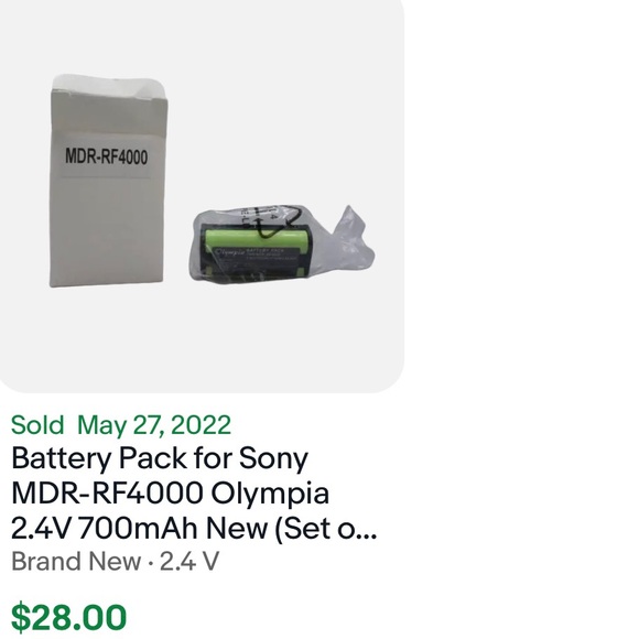 2 Battery packs for SONY MDR-RF4000 Olympia 2.4V 700Ah NI/MH FOR SET NWOT - Picture 4 of 4
